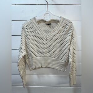 DYNAMITE Cream Open Knit V-Neck Sweater – Size XS